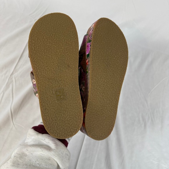 Johnny Was Jenna X Band Floral Platform Slide Sandals Brown Colorful Women's 7.5 - Picture 6 of 9